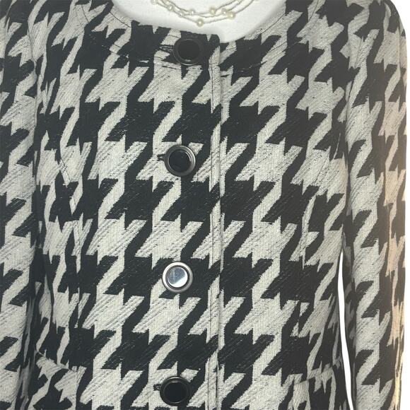 Kasper Houndstooth Blazer Womens Size 12 Black White Textured Career Jacket NWT - Picture 2 of 10